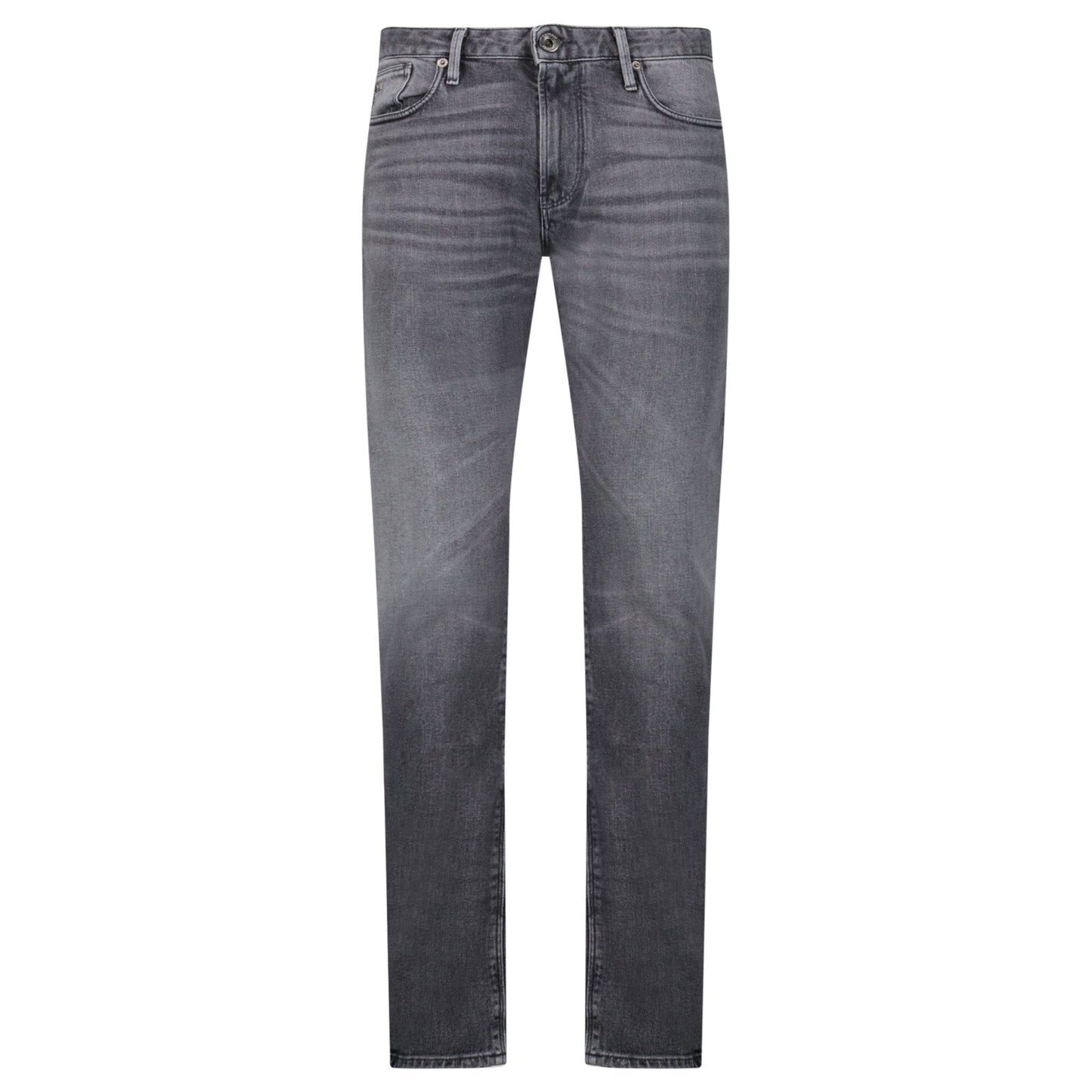 Emporio Armani J06 Slim Fit 5 Pocket Silver Eagle Black Belt Patch Jeans Grey