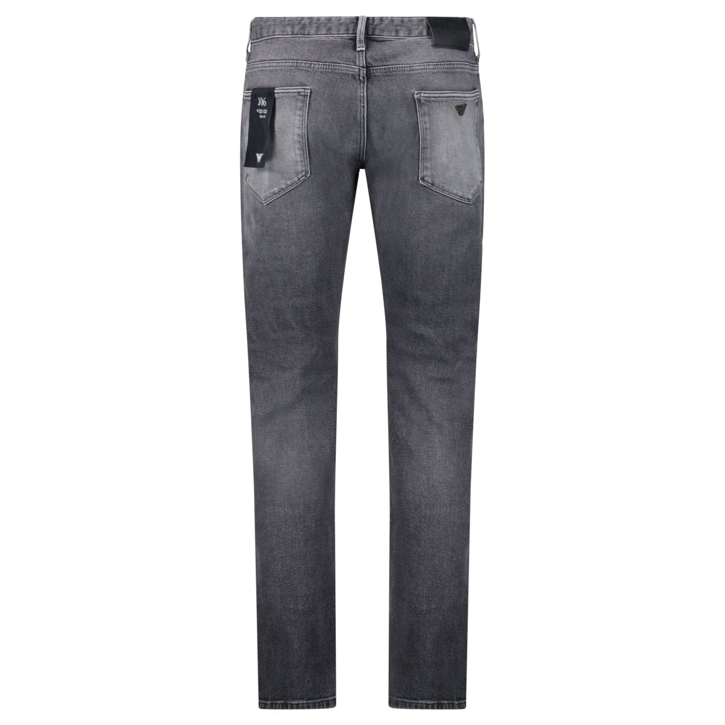 Emporio Armani J06 Slim Fit 5 Pocket Silver Eagle Black Belt Patch Jeans Grey