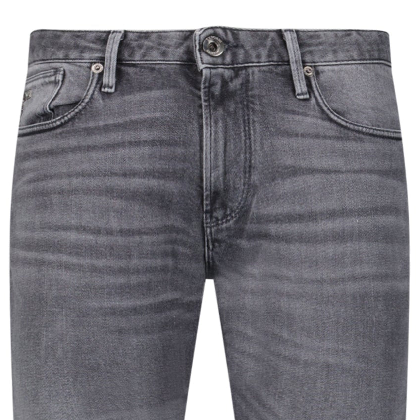 Emporio Armani J06 Slim Fit 5 Pocket Silver Eagle Black Belt Patch Jeans Grey