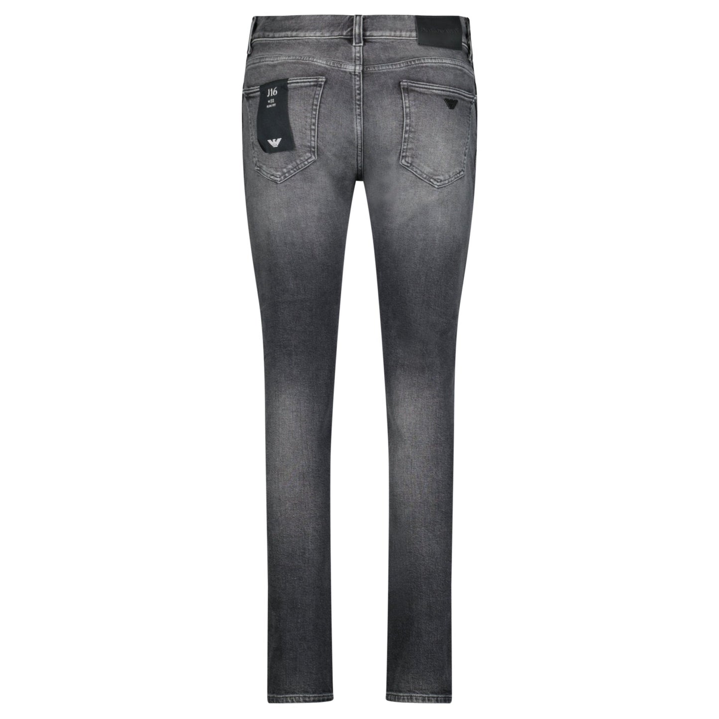 Emporio Armani J16 Slim-Cut Stonewashed Jeans in Black Grey