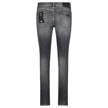 Emporio Armani J16 Slim-Cut Stonewashed Jeans in Black Grey