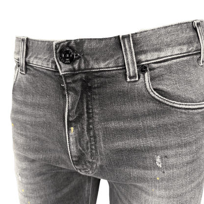 Emporio Armani J16 Slim-Cut Stonewashed Jeans in Black Grey
