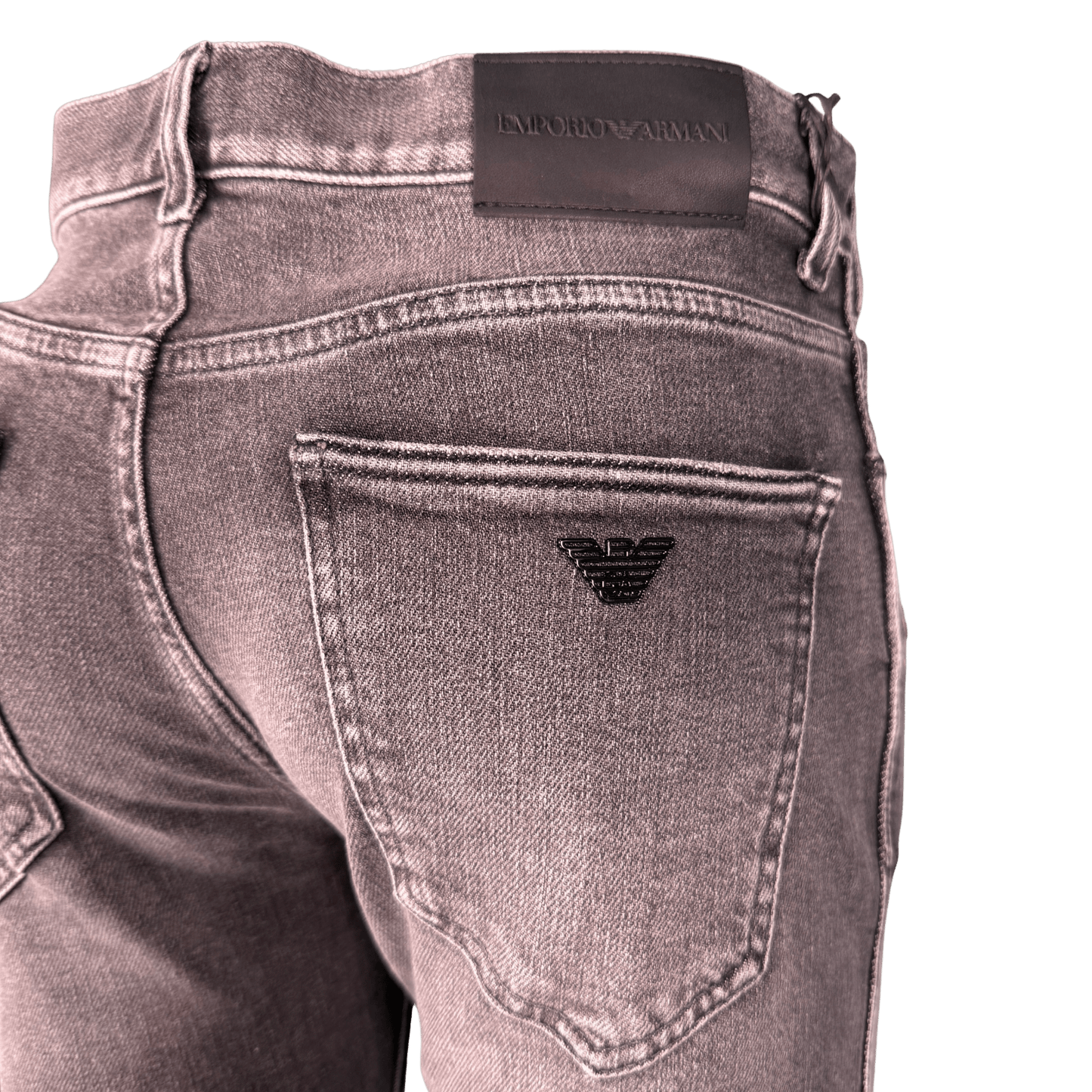 Emporio Armani J16 Slim-Cut Stonewashed Jeans in Black Grey