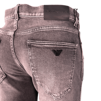 Emporio Armani J16 Slim-Cut Stonewashed Jeans in Black Grey