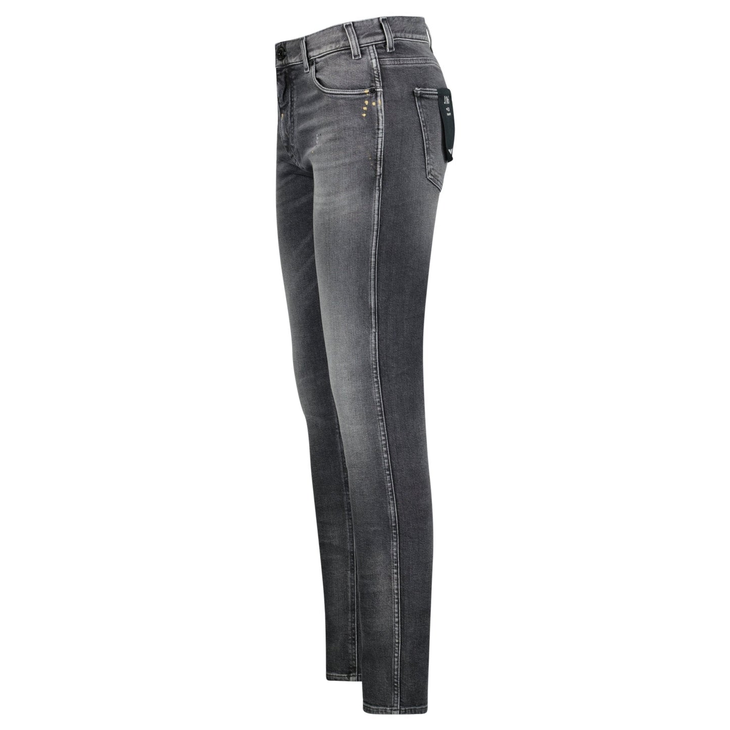 Emporio Armani J16 Slim-Cut Stonewashed Jeans in Black Grey