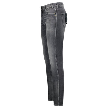 Emporio Armani J16 Slim-Cut Stonewashed Jeans in Black Grey