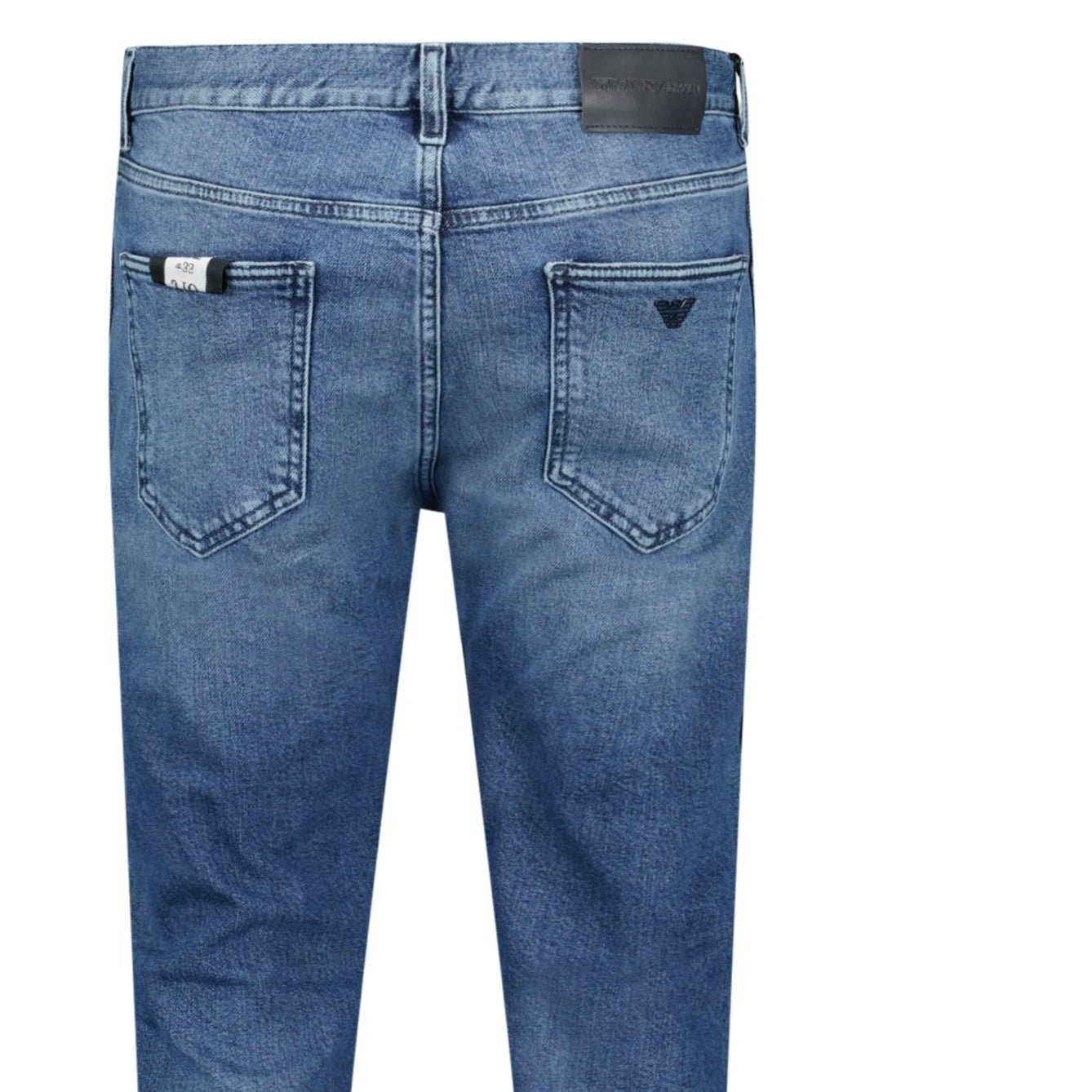 Emporio Armani J16 Slim-Cut Stonewashed Jeans in Blue