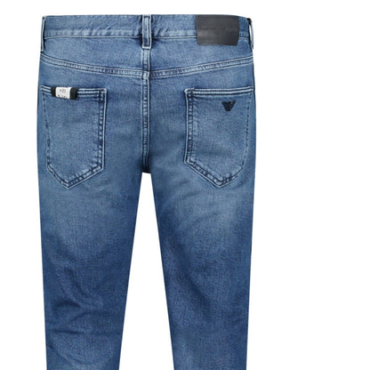 Emporio Armani J16 Slim-Cut Stonewashed Jeans in Blue