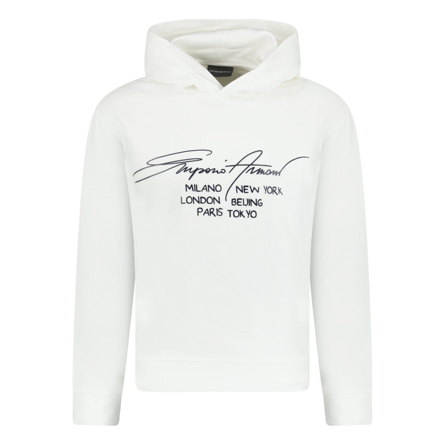 Emporio Armani Front Print Hooded Sweatshirt White