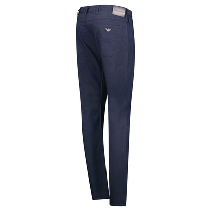 Emporio Armani J06 Slim Fit 5 Pocket Grey Eagle Black Belt Patch Jeans Navy
