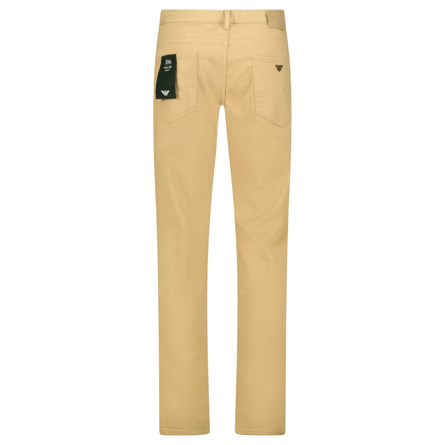 Emporio Armani J06 Slim Fit 5 Pocket Silver Eagle Belt Patch Jeans Beige