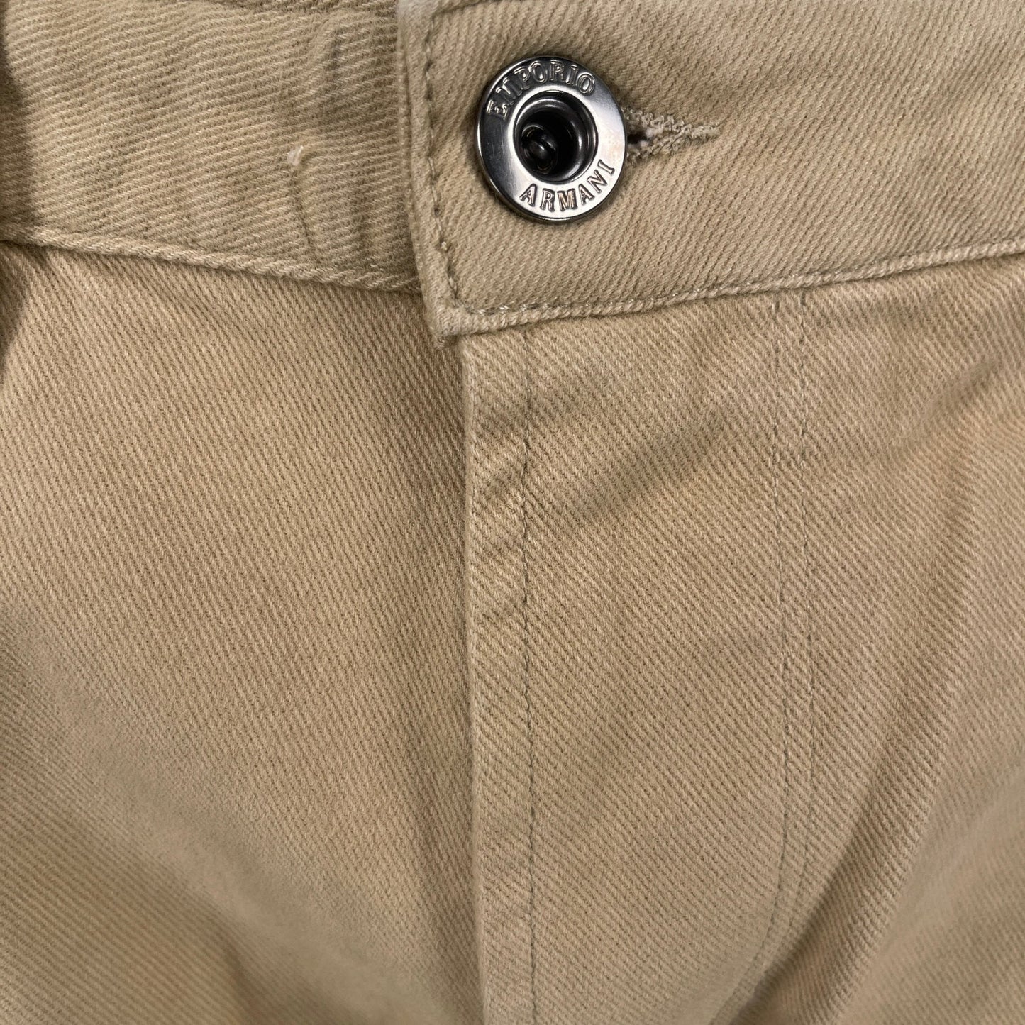 Emporio Armani J06 Slim Fit 5 Pocket Silver Eagle Belt Patch Jeans Beige