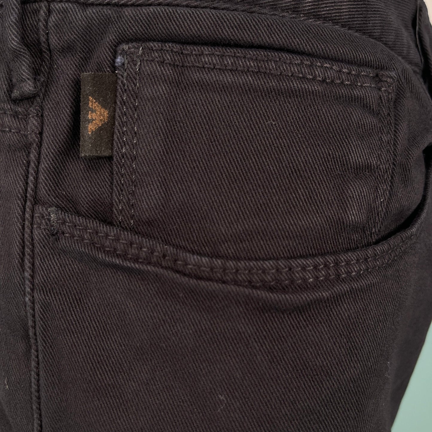 Emporio Armani J06 Slim Fit 5 Pocket Silver Eagle Belt Patch Jeans Black