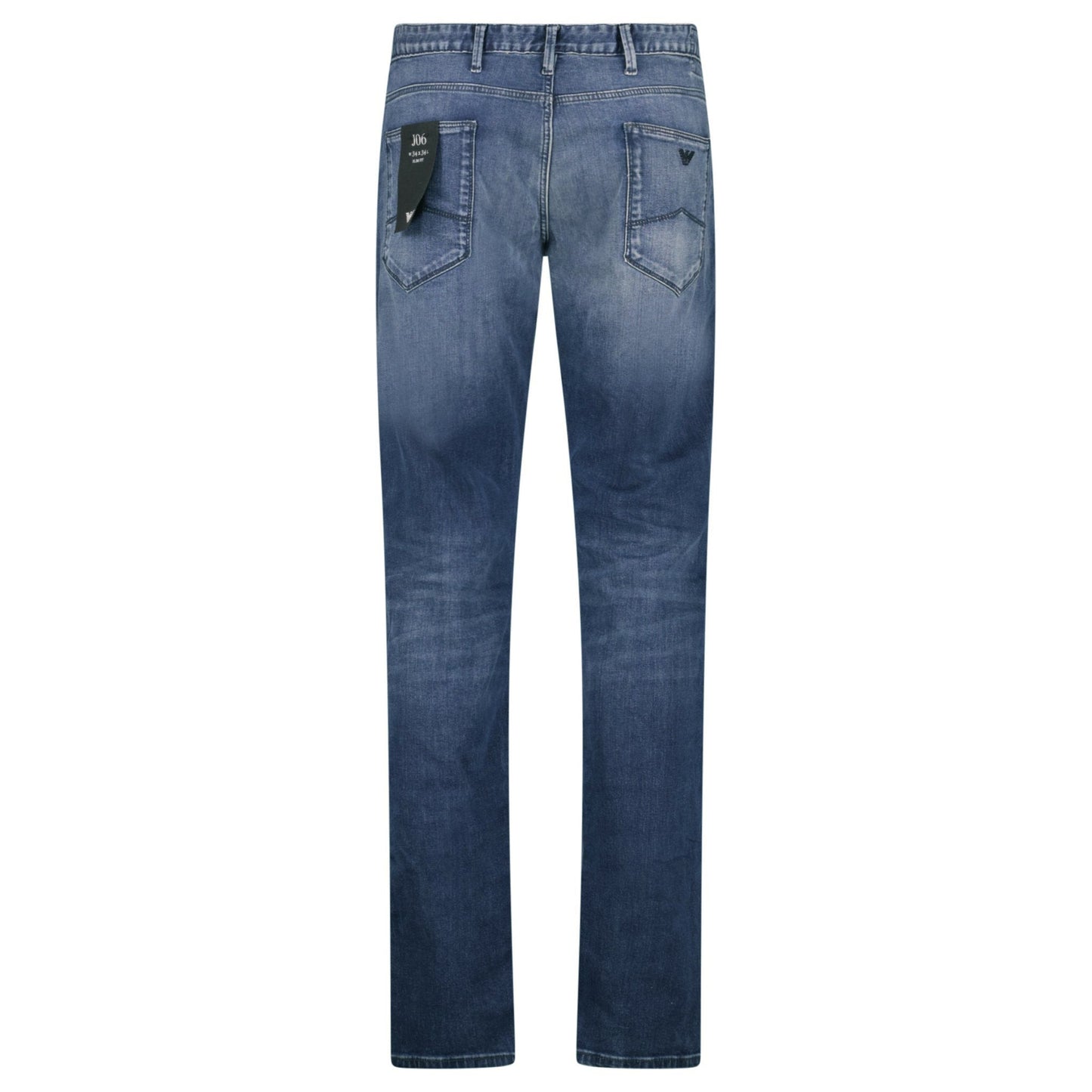 Emporio Armani J06 Slim Fit 5 Pocket Silver Eagle Belt Patch Jeans Blue
