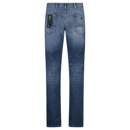 Emporio Armani J06 Slim Fit 5 Pocket Silver Eagle Belt Patch Jeans Blue