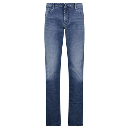 Emporio Armani J06 Slim Fit 5 Pocket Silver Eagle Belt Patch Jeans Blue