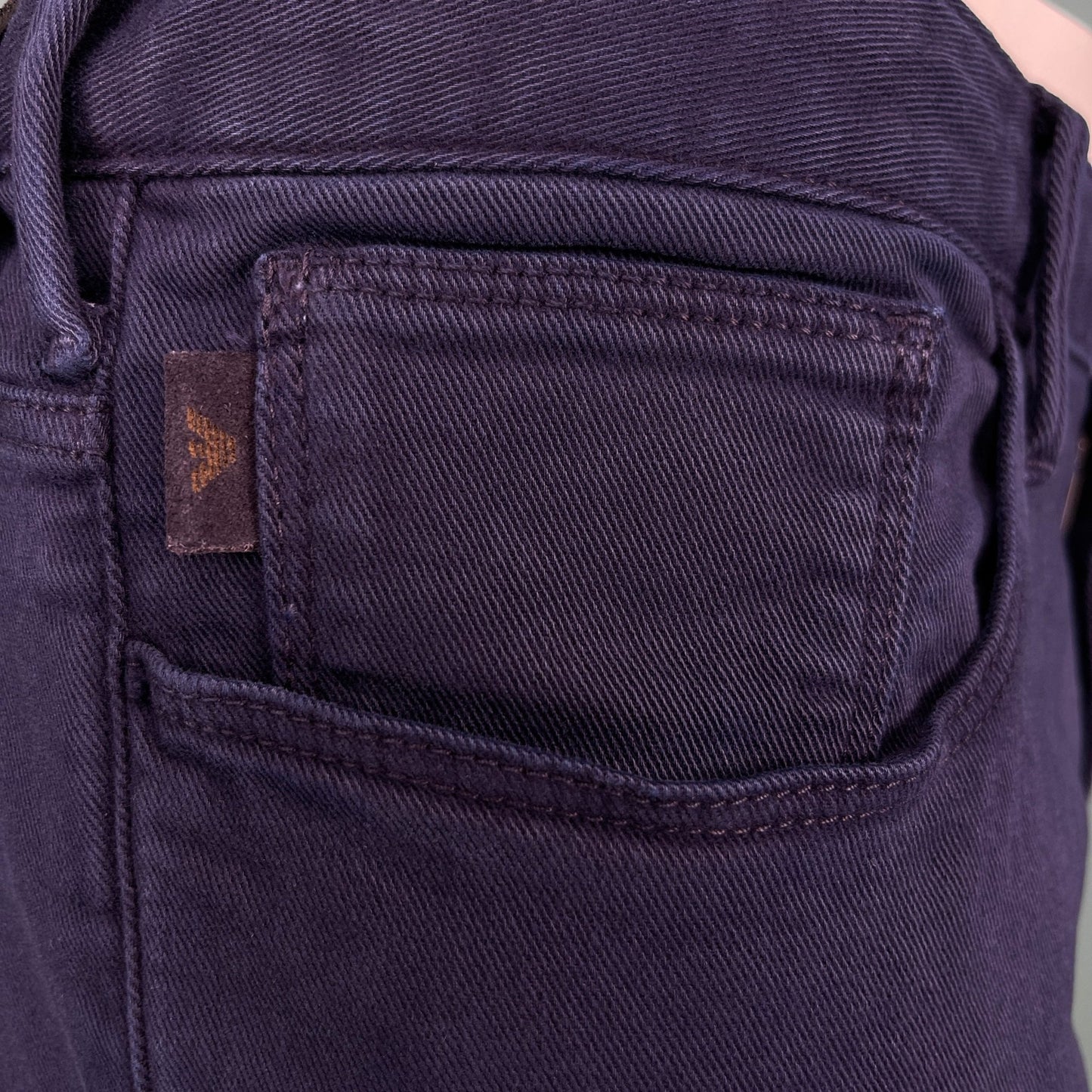 Emporio Armani J06 Slim Fit 5 Pocket Silver Eagle Belt Patch Jeans Navy