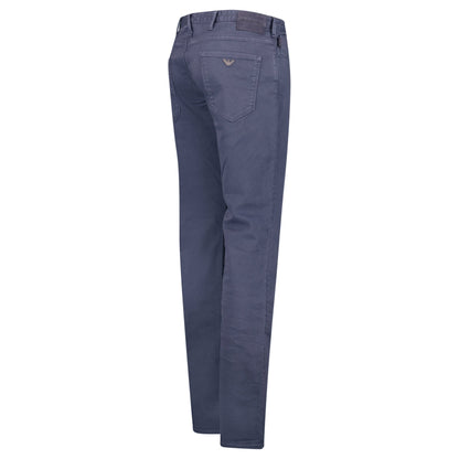 Emporio Armani J06 Slim Fit 5 Pocket Silver Eagle Blue Belt Patch Jeans Blue