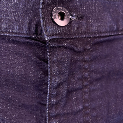 Emporio Armani J45 Regular Fit 5 Pocket Black Eagle Distressed Belt Patch Jeans Blue