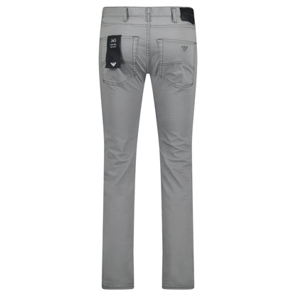 Emporio Armani J45 Slim Fit 5 Pocket Silver Eagle Black Belt Patch Jeans Grey