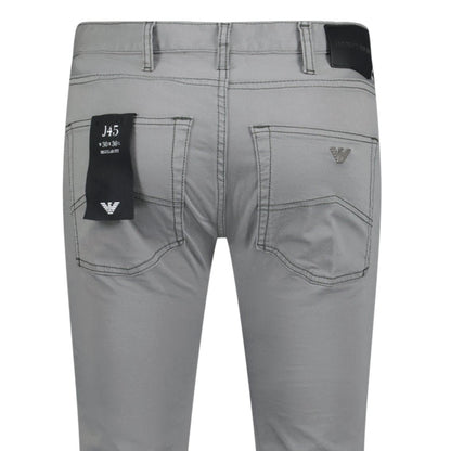 Emporio Armani J45 Slim Fit 5 Pocket Silver Eagle Black Belt Patch Jeans Grey