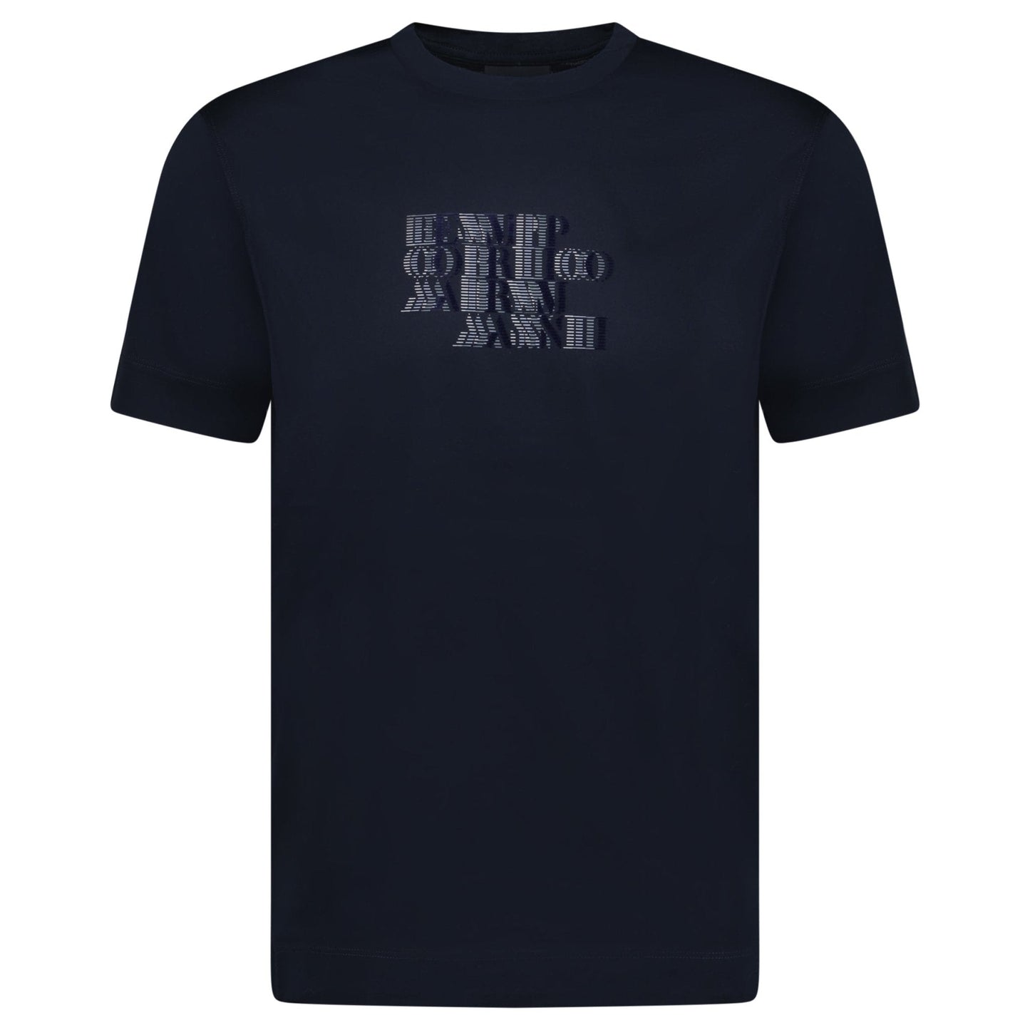Emporio Armani Velvet Writing Logo Mercerised T-Shirt Navy