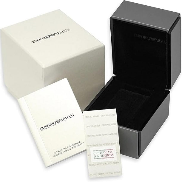 Emporio Armani Men’s Watch Leather Brown Strap With Beige Dial And Silver Case AR0154 Classic
