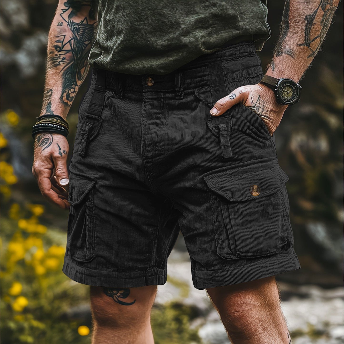 Summer Overalls Pants Men's Casual Pants Multi-pocket