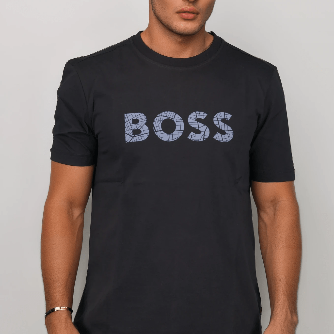 Hugo Boss Blue Rubberised Logo T-Shirt Navy