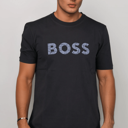 Hugo Boss Blue Rubberised Logo T-Shirt Navy