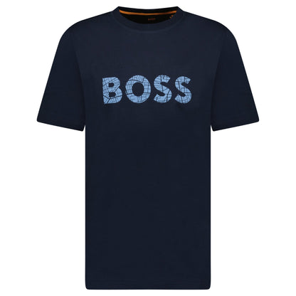 Hugo Boss Blue Rubberised Logo T-Shirt Navy
