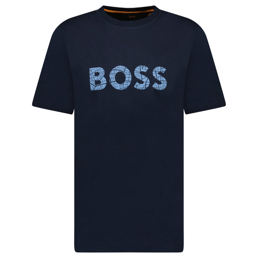 Hugo Boss Blue Rubberised Logo T-Shirt Navy