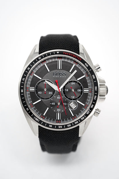Hugo Boss Men's Watch Chronograph Black Driver Fabric Leather HB1513087