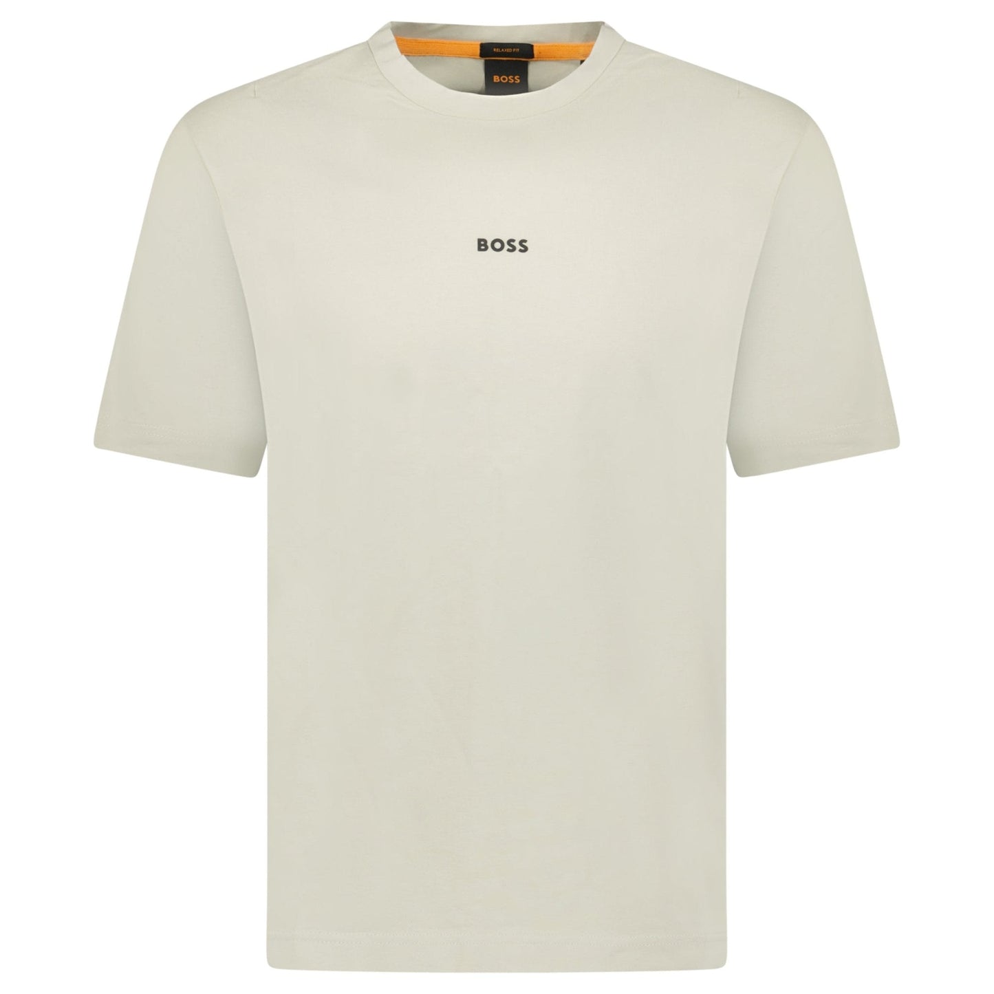 Hugo Boss Relaxed-Fit T-Shirt in Stretch Cotton with Logo Print Beige