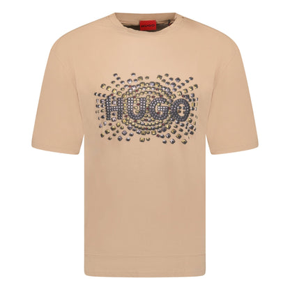 Hugo Boss Studded Logo Cotton-Jersey T-Shirt Brown