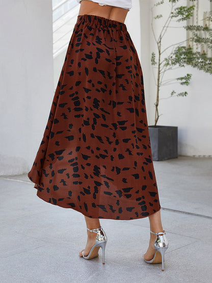 Women's Dot Print Ruffled Asymmetric Skirt