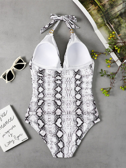 Women's Plunge Halter One-piece Swimsuit