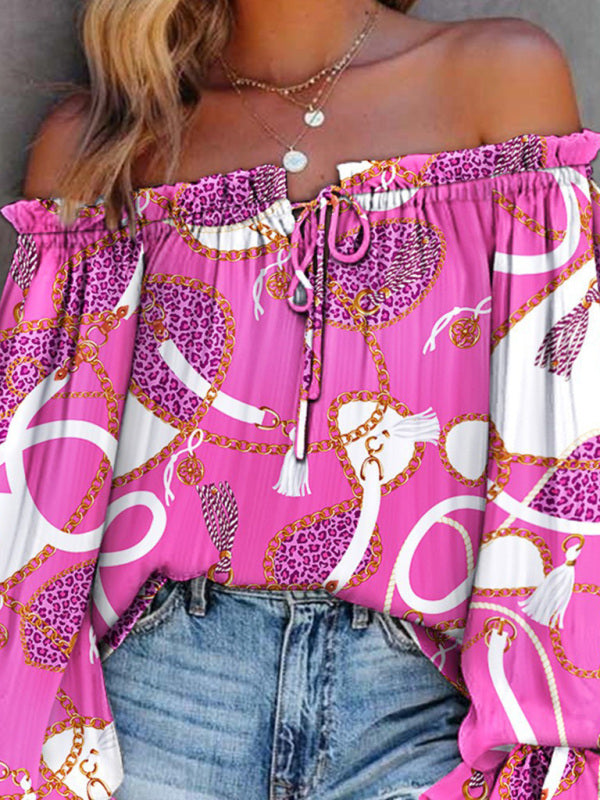 Women's Tie-dyed Tie Front Off-the-shoulder Top