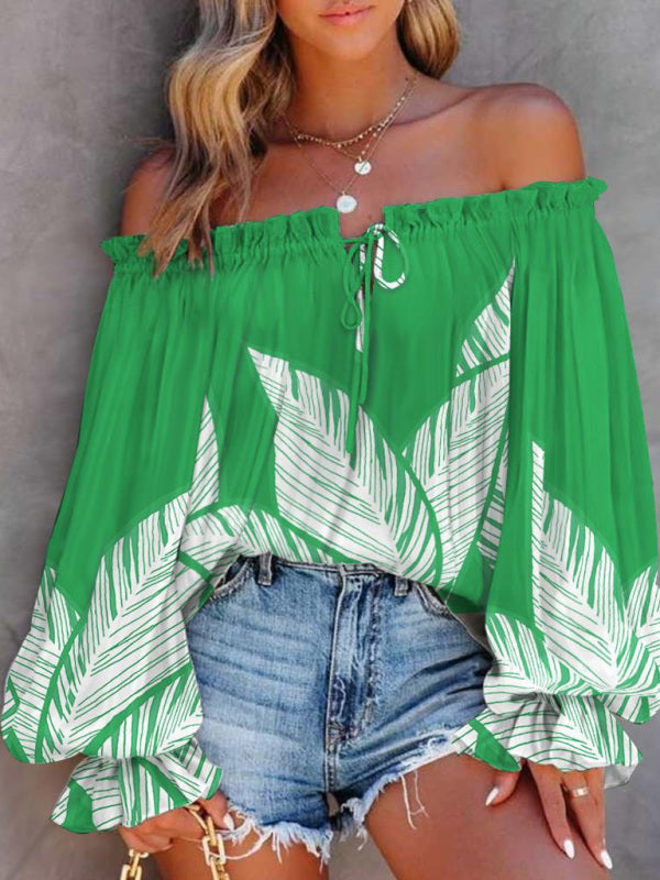 Women's Tie-dyed Tie Front Off-the-shoulder Top