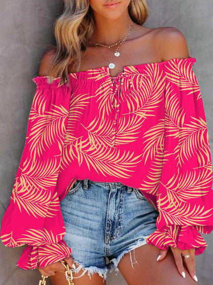 Women's Tie-dyed Tie Front Off-the-shoulder Top