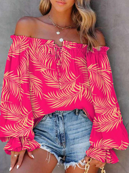 Women's Tie-dyed Tie Front Off-the-shoulder Top