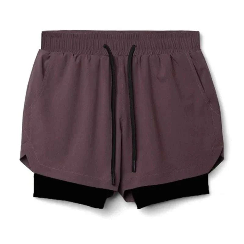 Men 2 in 1 Fitness Gym Shorts With Towel Loop Breathable Shorts