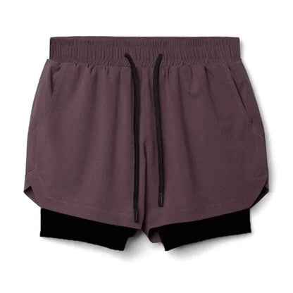 Men 2 in 1 Fitness Gym Shorts With Towel Loop Breathable Shorts