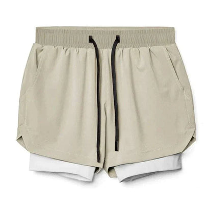 Men 2 in 1 Fitness Gym Shorts With Towel Loop Breathable Shorts