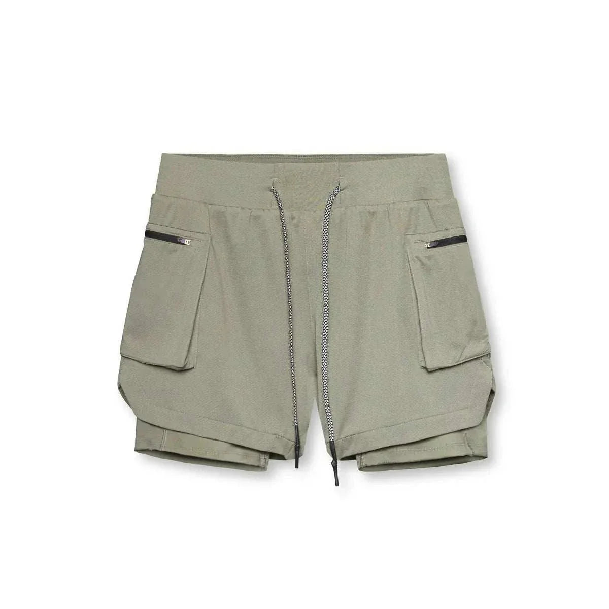 Men 2 in 1 Running Training Joggers Gym Shorts With Phone Pocket