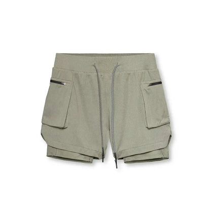 Men 2 in 1 Running Training Joggers Gym Shorts With Phone Pocket