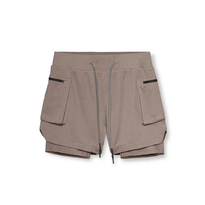 Men 2 in 1 Running Training Joggers Gym Shorts With Phone Pocket