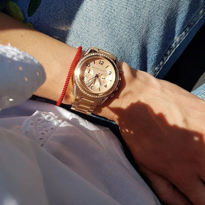 Michael Kors Women’s Watch Stainless Steel Rose Gold Strap With Rose Gold Dial And Crystals MK5263