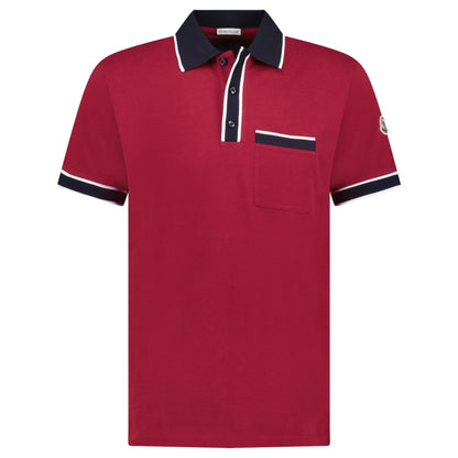 Moncler Striped Logo Polo Shirt in Red