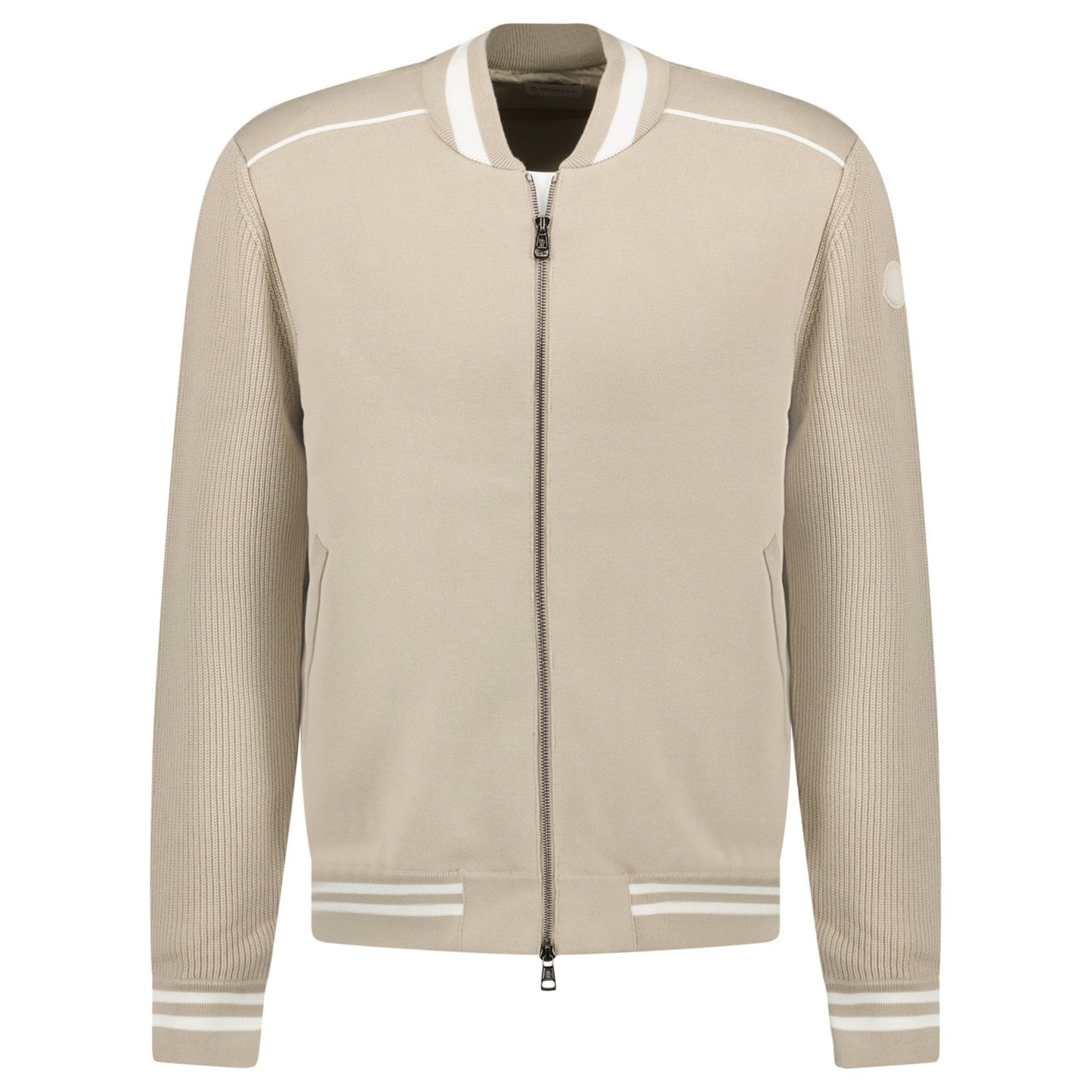 Moncler Padded Zip-Up Cardigan Jacket in Beige
